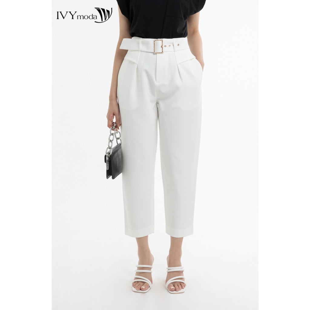 Quần baggy nữ phối đai IVY moda MS 22M8066