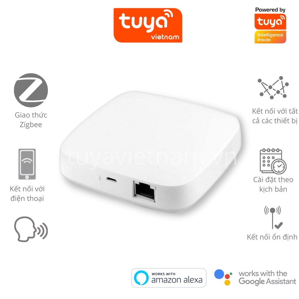 Thiết Bị Điều Khiển Trung Tâm Hub Zigbee Gateway TUYA, Zigbee 3.0 Cổng LAN Kết Nối Các Thiết Bị Zigbee