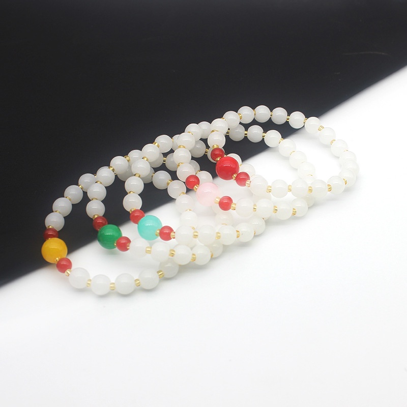 Vòng Tay Ngọc Bích Màu Trắng Kiểu Dáng Đơn Giản Ngọt Ngào