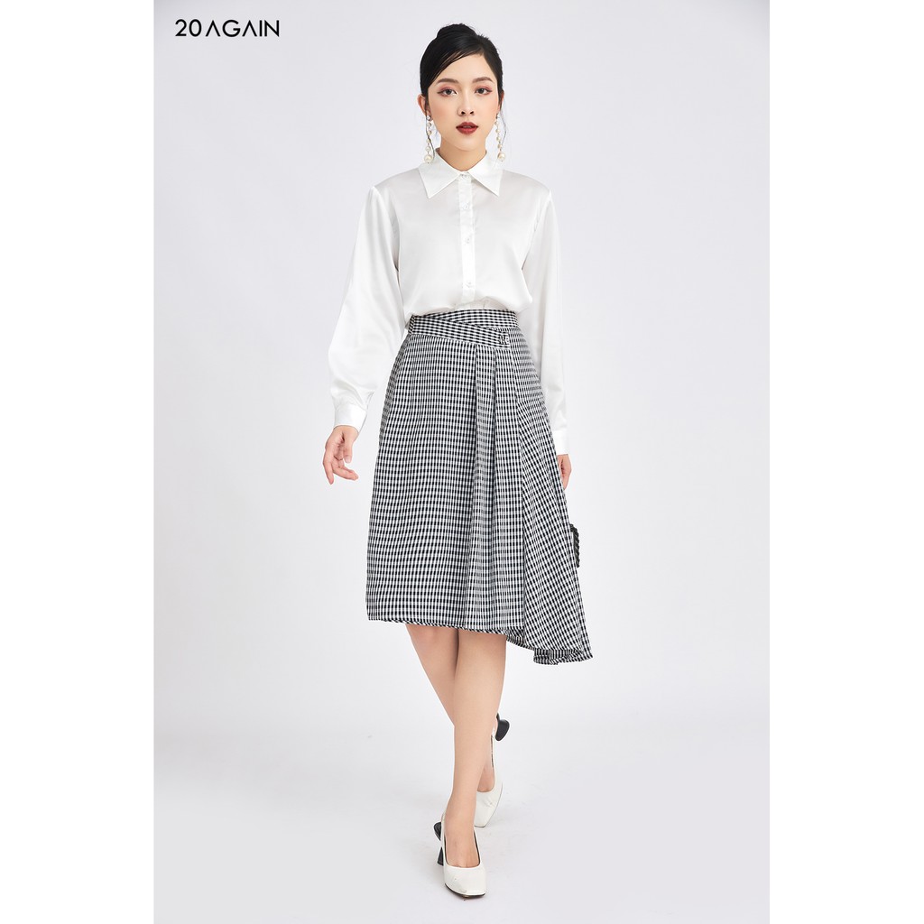 Áo sơ mi dáng basic 20AGAIN vải lụa cao cấp, thiết kế tối giản ASA1264