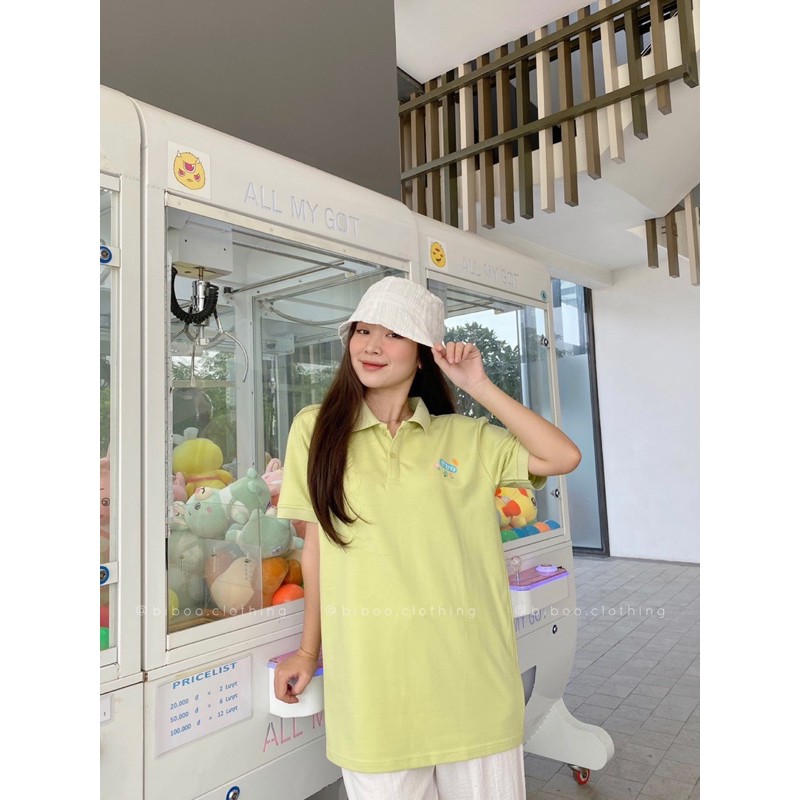 BIBOO - Áo polo có cổ tay ngắn form unisex nam nữ CHỮ HÀN chất liệu cotton cao cấp