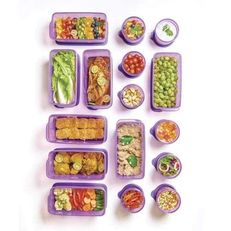 Bộ hộp ngăn mát tím Tupperware Freshness Collection 8 hộp gồm 4 hộp 3,1lit và 4 hộp 650ml
