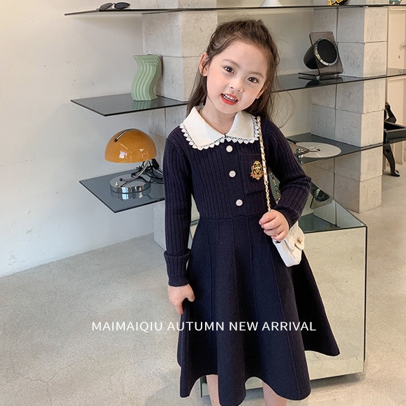 Đầm len tay dài thời trang mùa thu 2021 dành cho bé gái