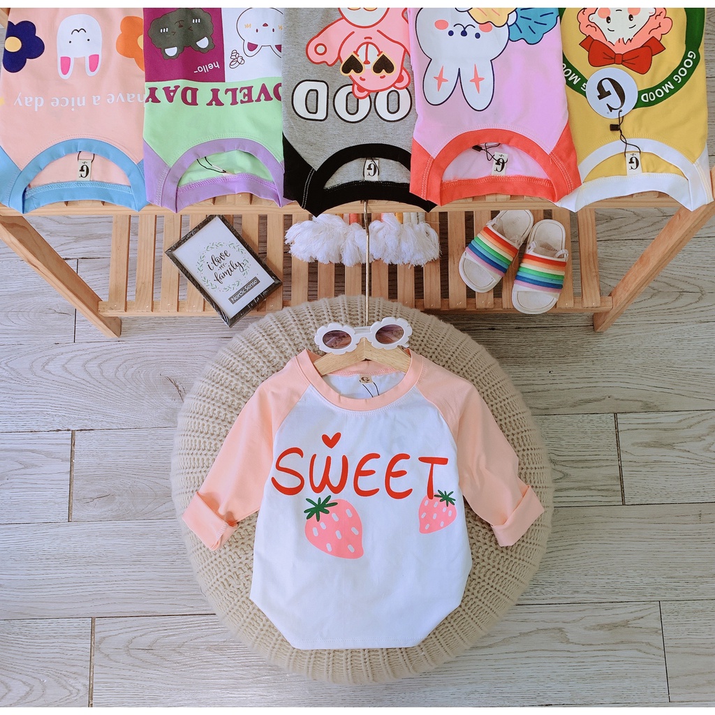 [28-40kg] Áo tay dài bé gái thun cotton SG vải đẹp mềm mịn co giãn