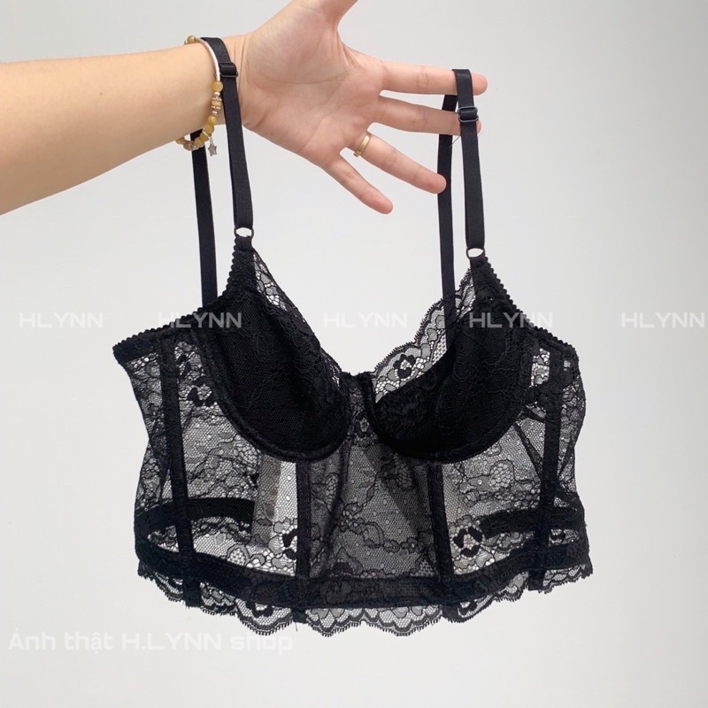 Áo corset ren đen co dãn m178