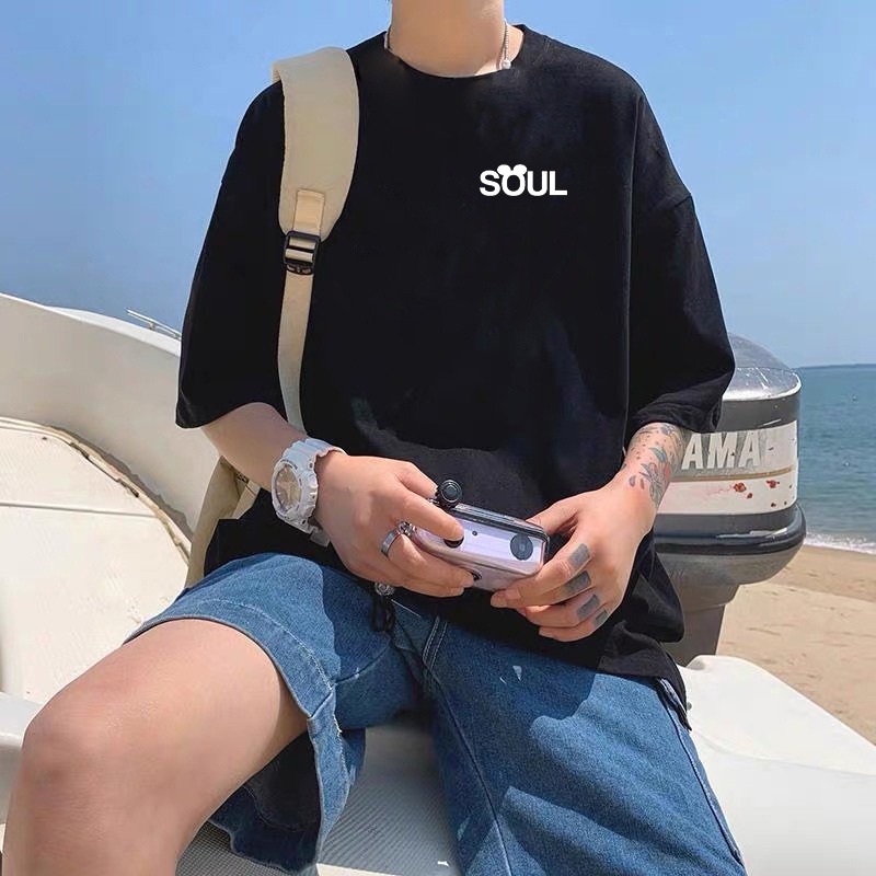 Áo thun unisex nam nữ tay lỡ form rộng SOUL Nơ vải dày mịn