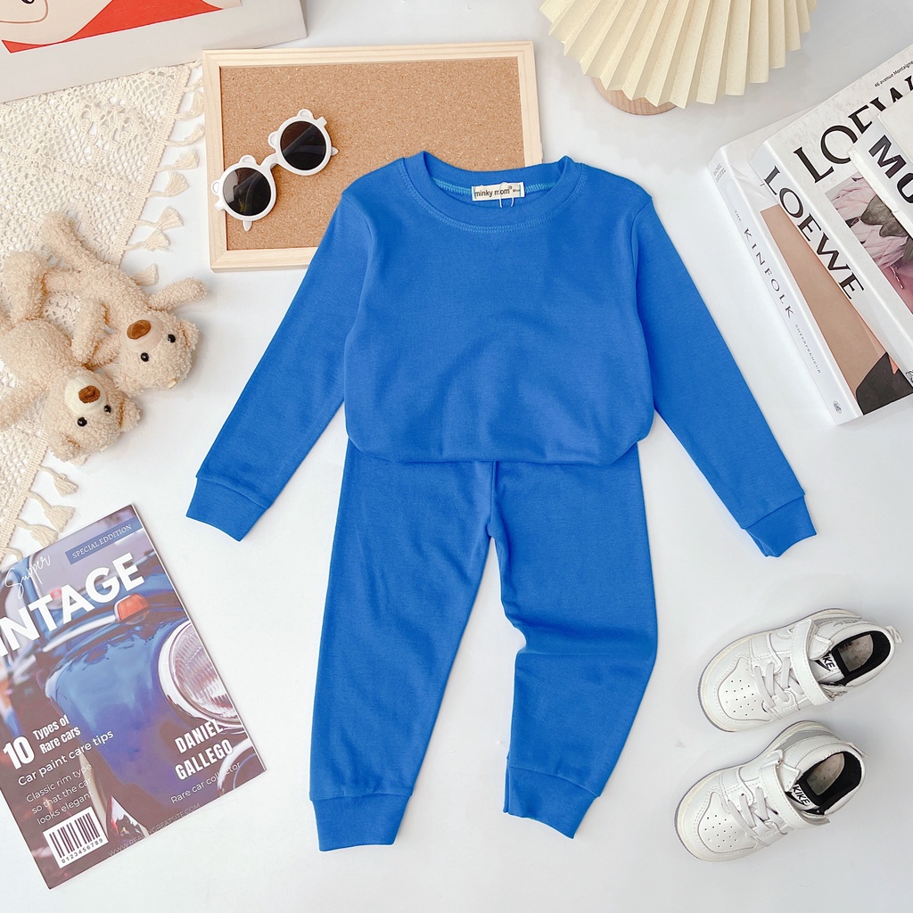 [SALE] Bộ Quần Áo Bé Gái, Bé Trai KIMCHIBABY Vải Cotton Borip Bo Gấu, Bộ Dài Tay Cho Bé Mặc Nhà Thu Đông MKMTD2213