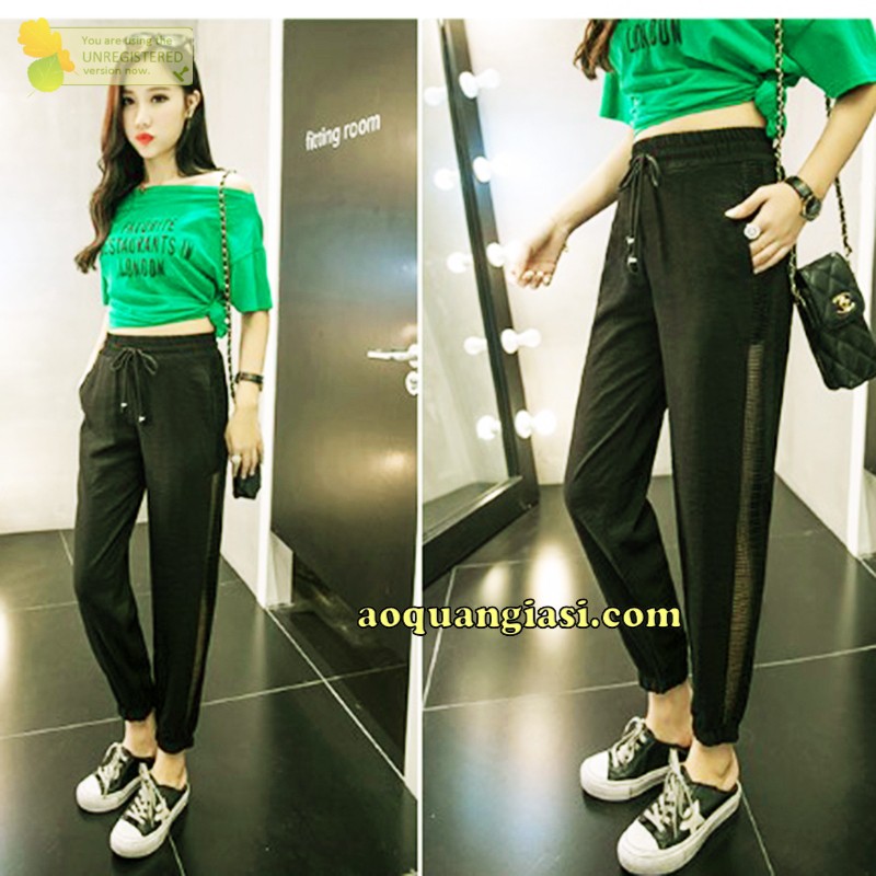 Quần đũi phối lưới Đen MT445
