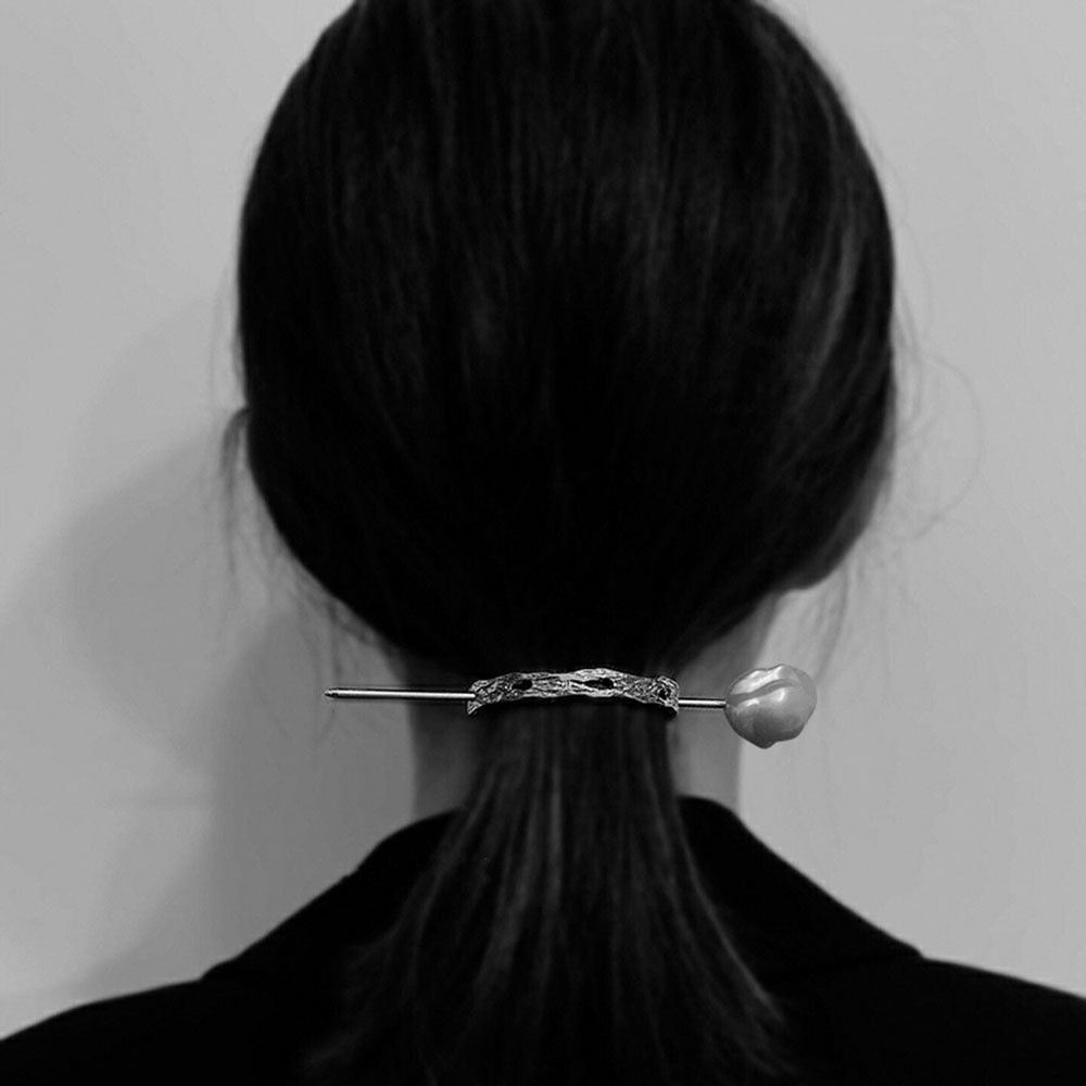 Trâm cài tóc bằng kim loại đính ngọc trai đơn giản thời trang cho nữ