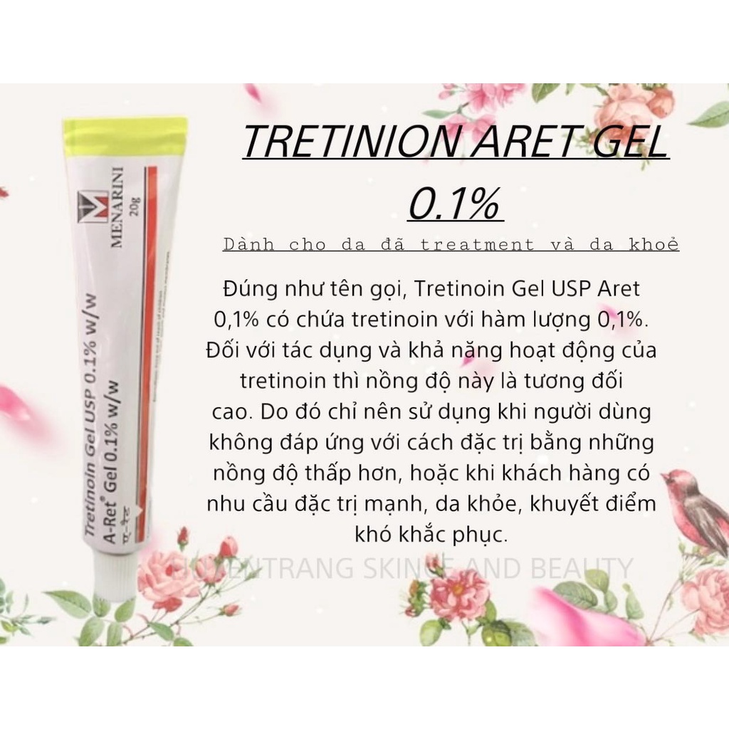 Gel Giảm mụn, mờ thâm nám, chống lão hóa TRETINOIN ARET USP MENARINI 0,025% - 0,05% - 0,1%