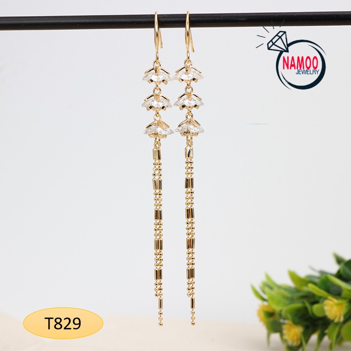 Bông Tai bạc 925 , Khuyên tai cao cấp mạ vàng 10k 2 màu vàng T828 /màu bạc T829 NaMoo Jewelry