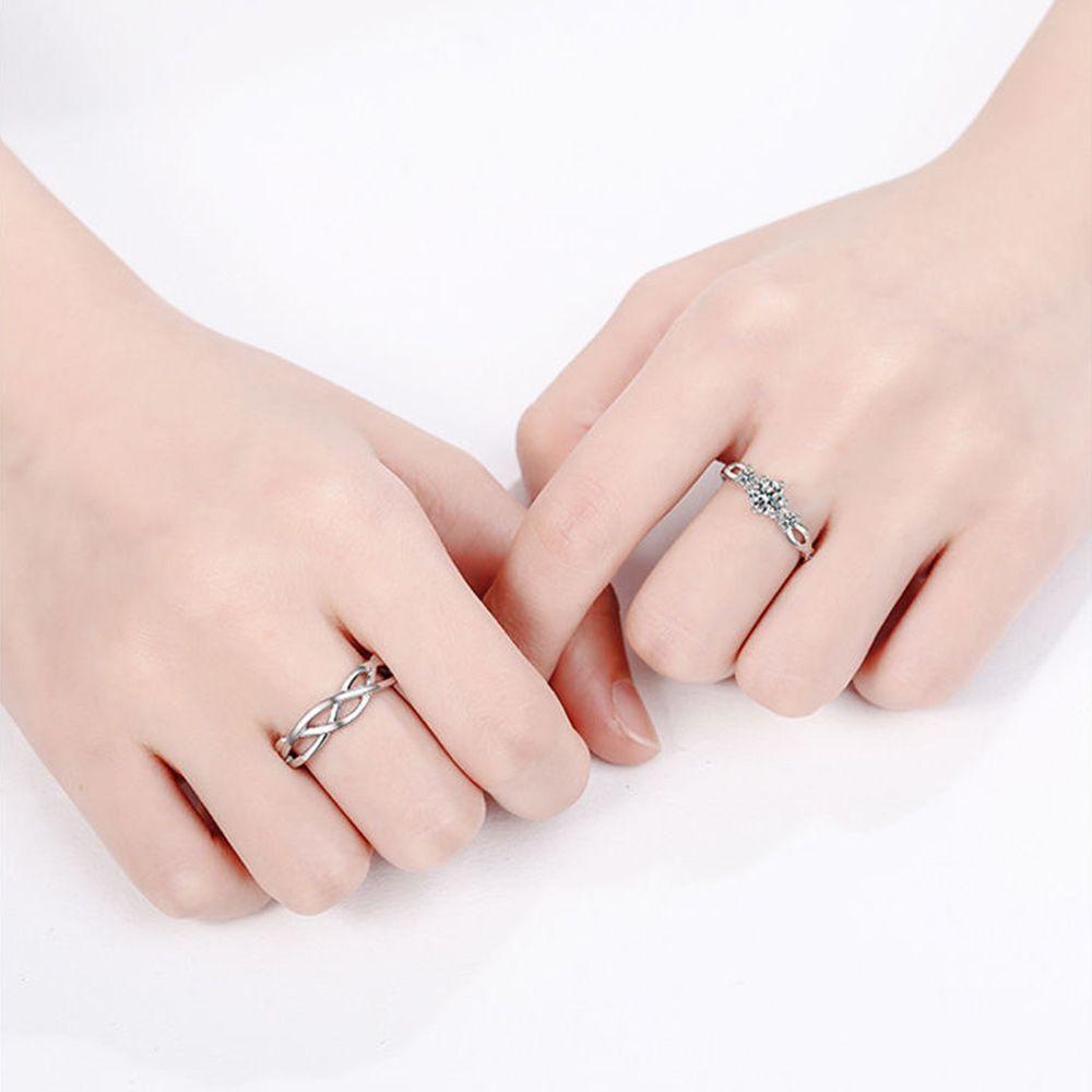 SUMU 1 Cặp Nhẫn Hình Trái Tim Đính Pha Lê Lãng Mạn Cho Cặp Đôi