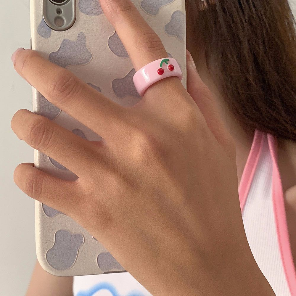 Nhẫn Acrylic Dập Nổi Họa Tiết Hình Học Màu Kẹo Thời Trang Hàn Quốc 2021 Cho Nữ