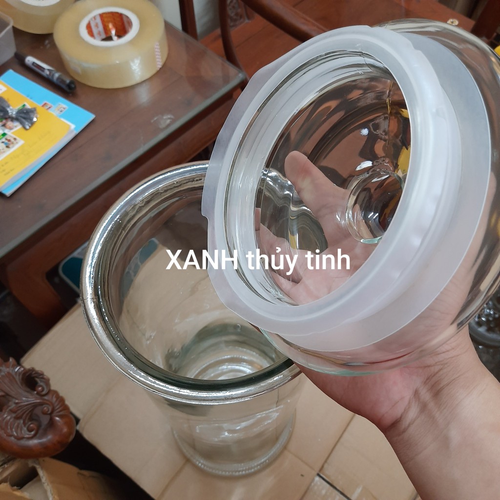 Bình thủy tinh trụ trơn ngâm củ sâm, ngâm quả, ngâm nấm linh chi - 25 Lít