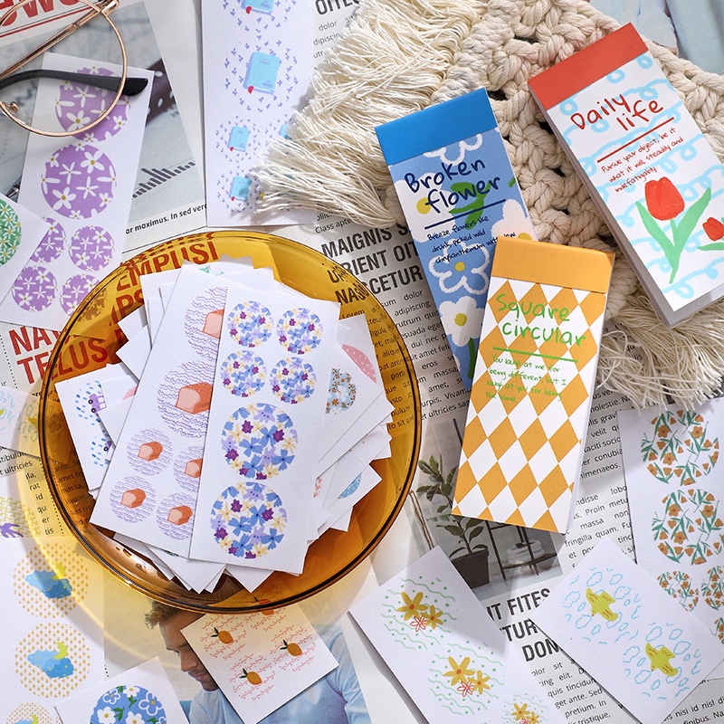 Set 30 tấm hình dán mini họa tiết hoa dễ thương dùng để trang trí sổ tay