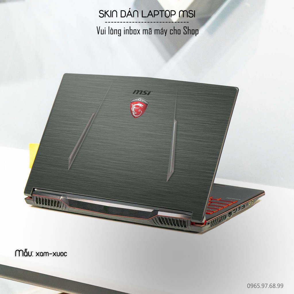 Skin dán Laptop MSI màu xám xước (inbox mã máy cho Shop)