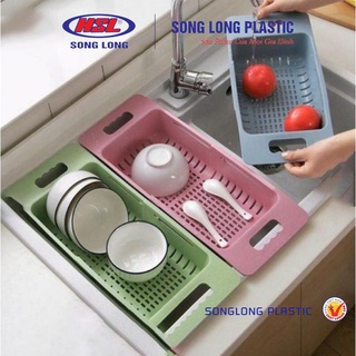 Khay gác chậu rửa đa năng thu gọn, rổ gác bồn rửa chén Song Long 3007