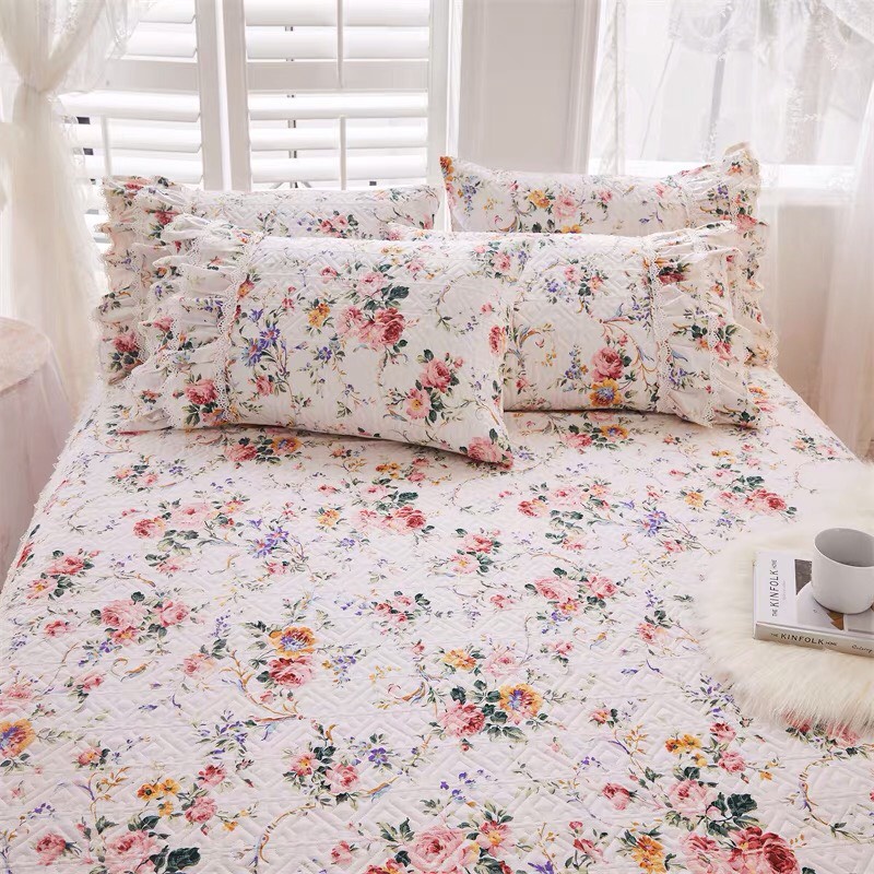 Set ga gối phủ chân giường chần bông hoạ tiết hoa nhí hàn quốc Baby Dreams