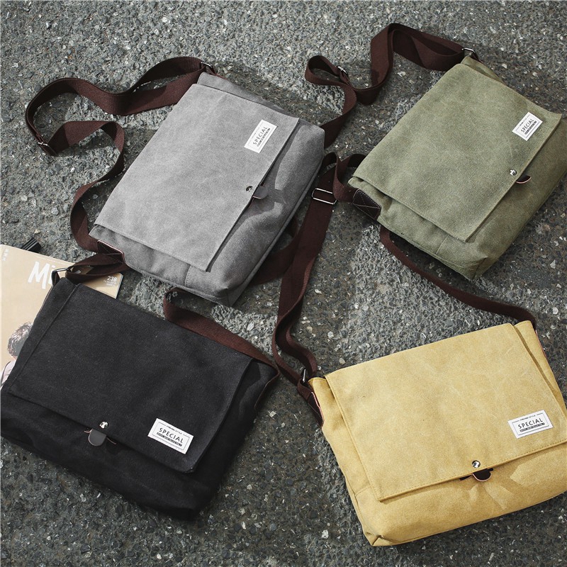 Túi đeo chéo canvas sức chứa lớn phong cách Hàn Quốc dành cho nam