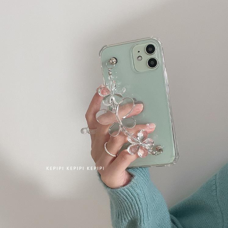 Ốp Điện Thoại Mềm Trong Suốt Chống Rơi Có Dây Xích Cho IPhone 14 6 S 7 / 8 SE 2020 7P / 8Plus X XS XR 11 12 13 Mini Pro Max