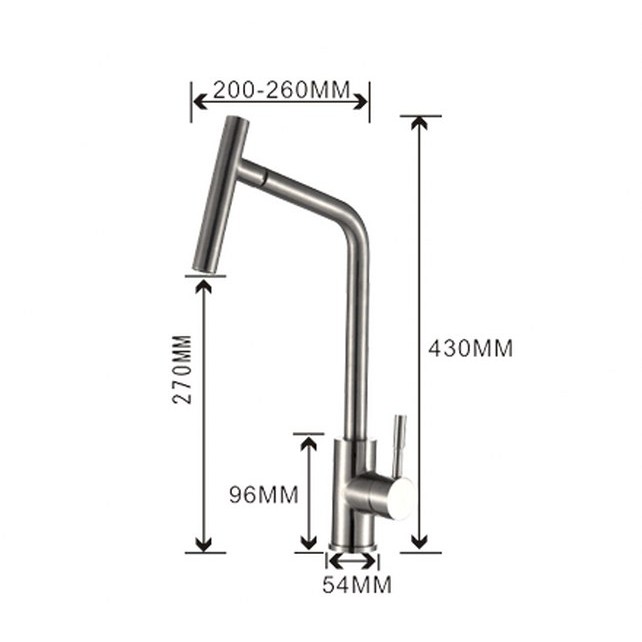 Vòi rửa chén nóng lạnh HVMMA đầu xoay 4 phía SUS304 + Kèm đôi dây cấp nước