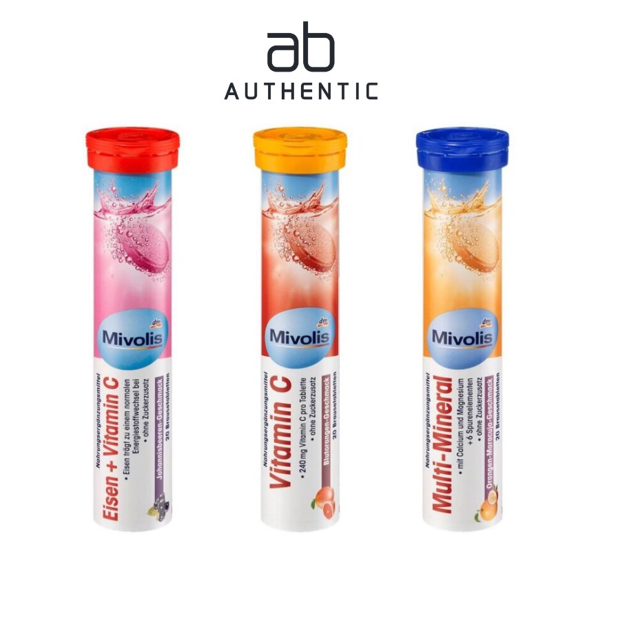 Viên sủi Mivolis Vitamin hổ trợ hệ miễn dịch, sức khỏe và sắc đẹp 20 viên- AB Authentic