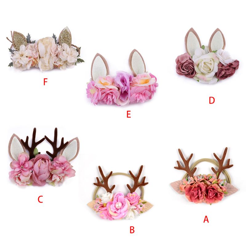 Băng Đô Cài Tóc Hình Sừng Tuần Lộc Bằng Nylon Dễ Thương Cho Bé
