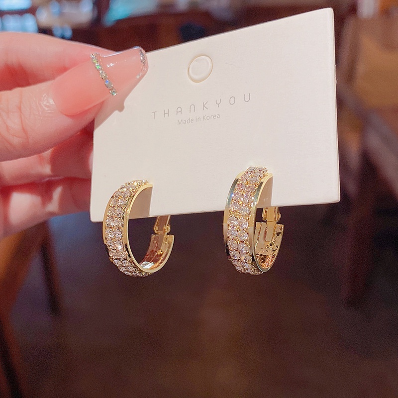 Khuyên Tai Tròn Mạ Bạc 925 Đính Đá Sang Trọng