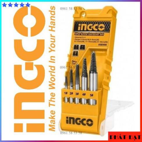 [CHÍNH HÃNG] INGCO Bộ 5 mũi taro lấy ốc gãy 3-18mm TOTAL ASE001 ASE008 (TĐSG)