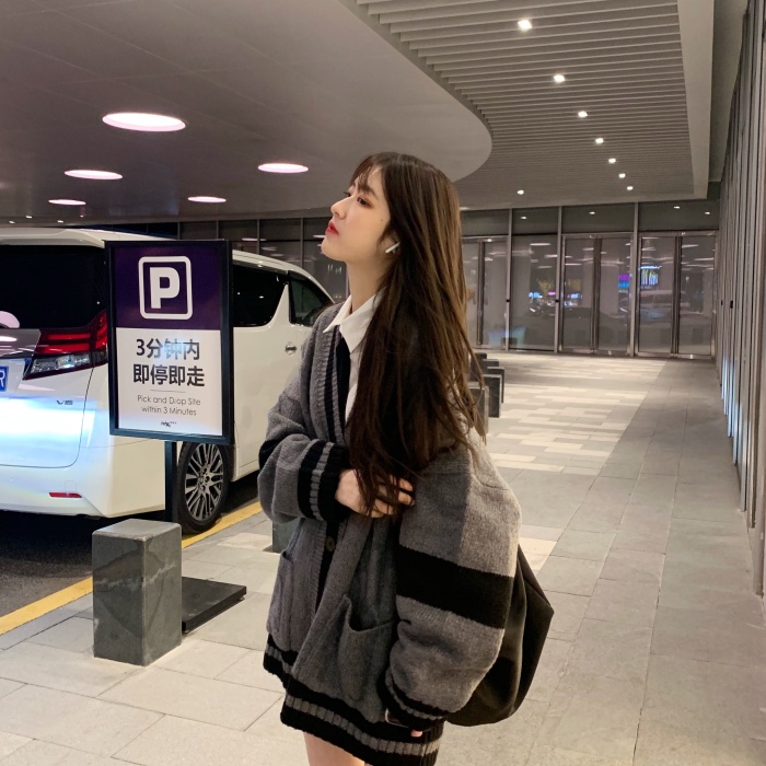 Áo cardigan len form rộng nữ 2022, áo khoác cardigan len màu xám dày dặn