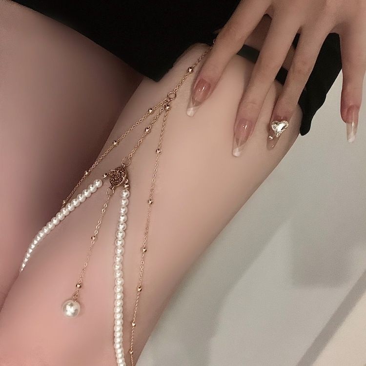 Lắc Chân Nhiều Lớp Dạng Chuỗi Hạt Ngọc Trai Nhân Tạo Phối Tua Rua Thời Trang Cho Nữ 08.30