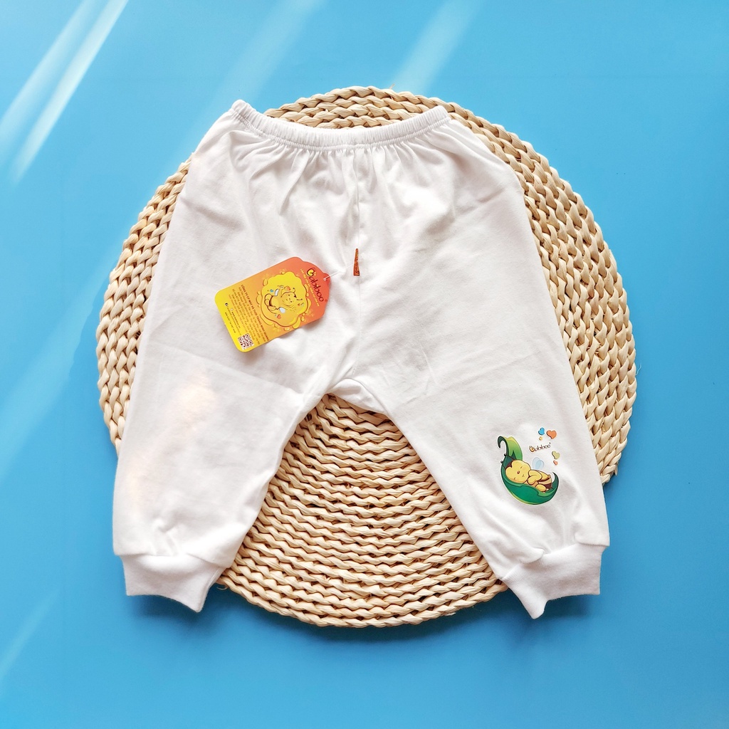 Quần dài bo gấu Babiboo vải 100% cotton cho bé sơ sinh mặc bỉm đủ màu