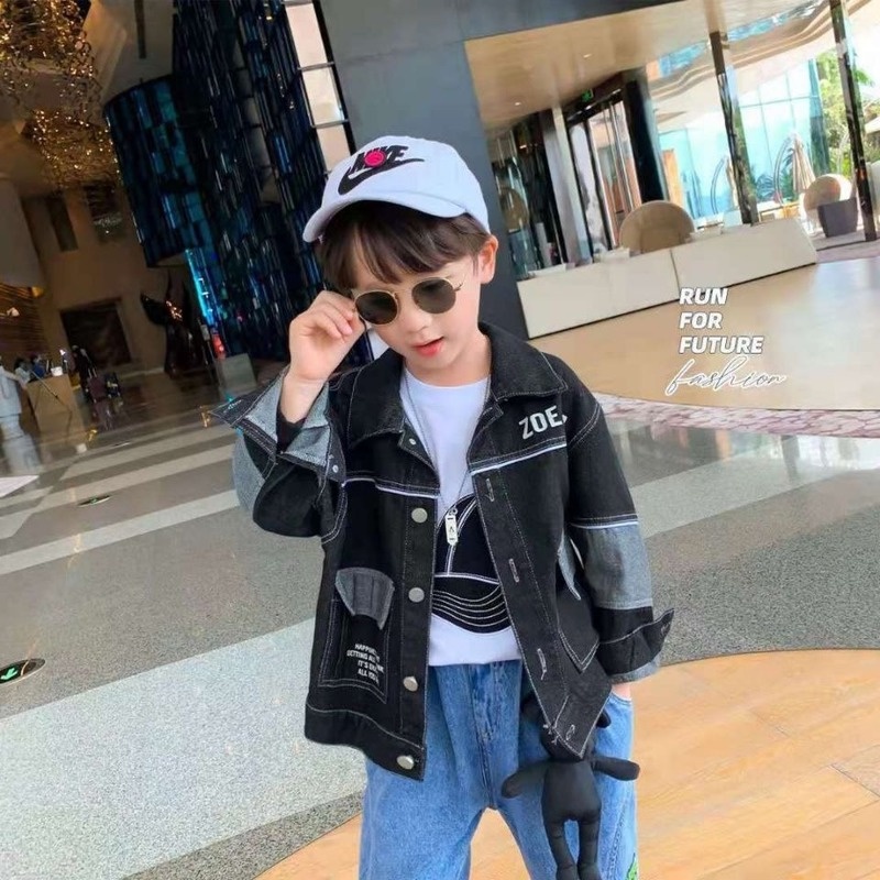 Áo Khoác Denim Kiểu Hàn Quốc Thời Trang Xuân Thu Cho Bé Trai