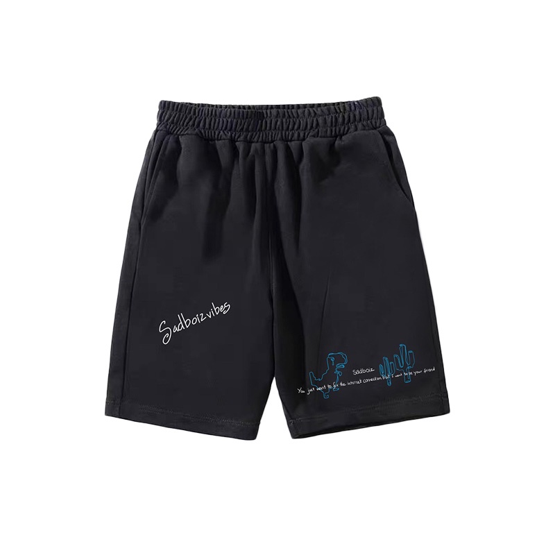 QUẦN SHORT SAD BOY Nam Nữ, Quần đùi thun đen form rộng unisex, lửng cộc ngắn mặc nhà chất vải Poly 2 DA