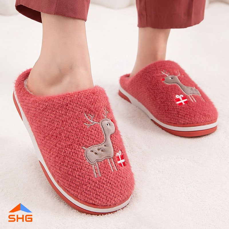 DÉP BÔNG, DÉP LÔNG, DÉP TRONG NHÀ, DÉP ĐI TRONG NHÀ NỮ NAM MÙA ĐÔNG QUAI NGANG CUTE ĐẾ CAO SU