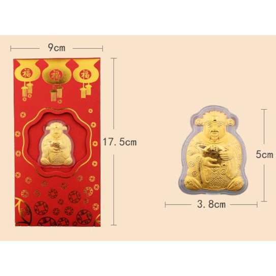 Bao lì xì tết 2023 đỏ hình ông thần tài mạ vàng 24K may mắn cao cấp dày đẹp, bao thiệp lì xì phong bì mừng tuổi đám cưới