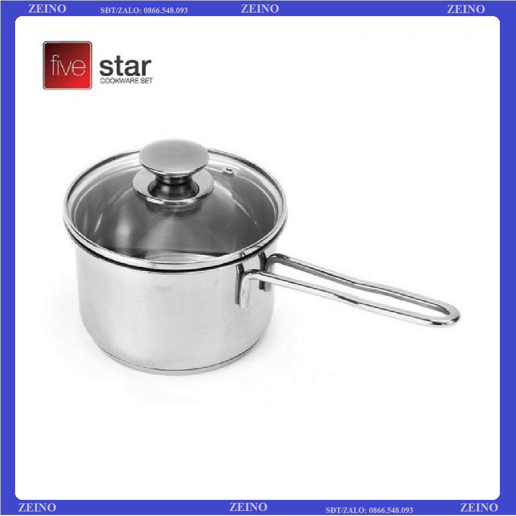 Quánh chống dính Fivestar 12/14 cm nắp kính, đun từ bh 5 năm