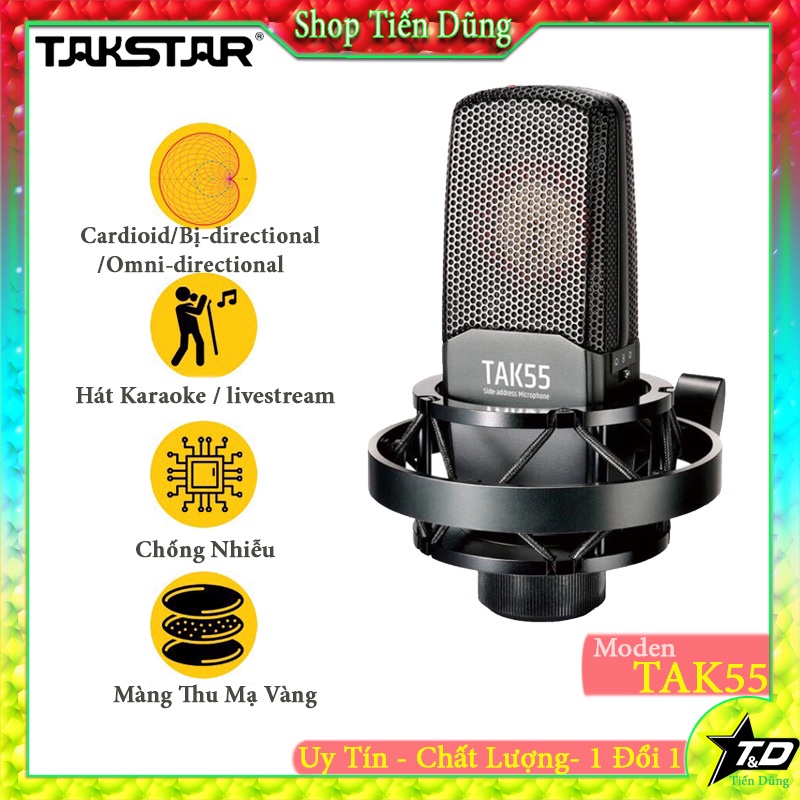 Mic Thu Âm Takstar TAK55 Cao Cấp Chạy Nguồn 48V Cho Các Sound Card Để Ghi Âm , Livestream , Karaoke , Mic Chống Nhiễu