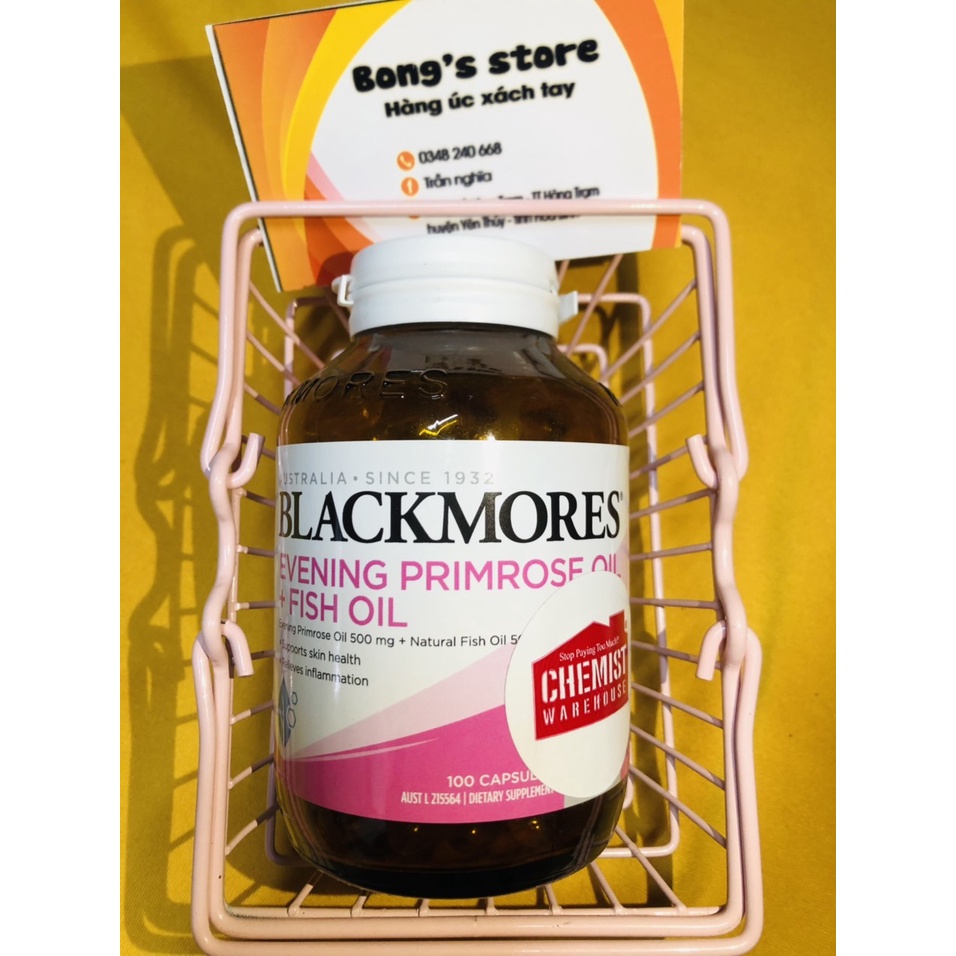 Tinh Dầu Hoa Anh Thảo+ Dầu Cá Blackmores Evening Primrose Oil+ Fish Oil 1000mg 100 viên