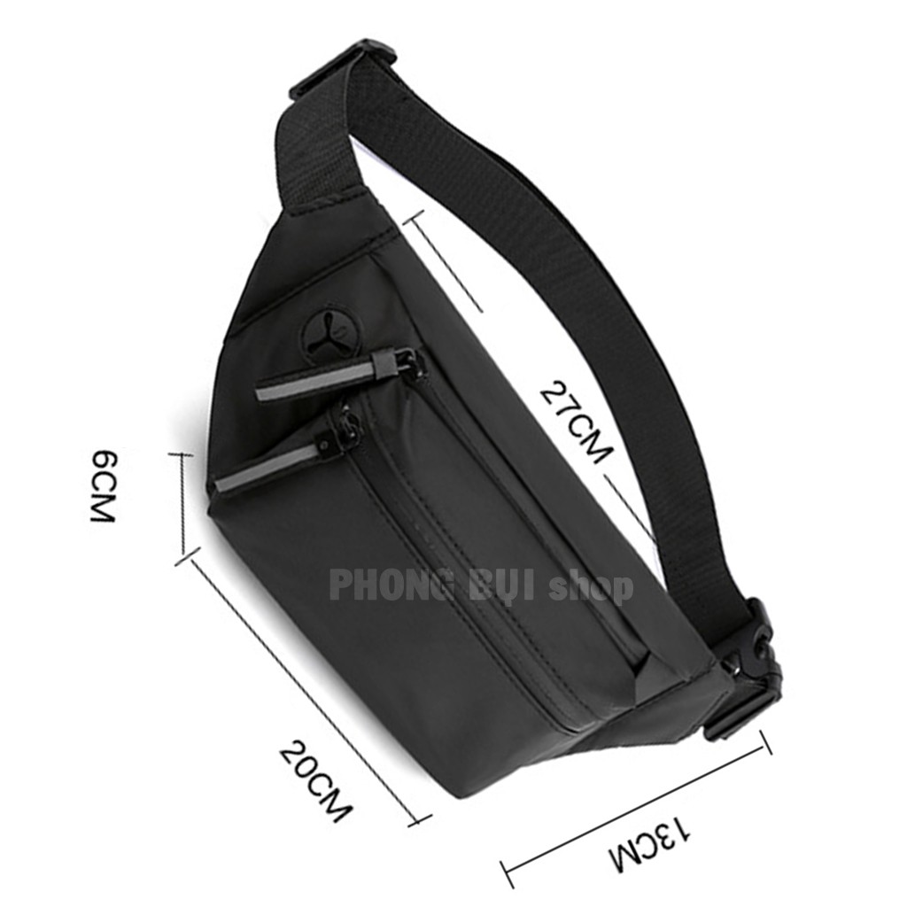 Túi Bao Tử Đeo Chéo Phản Quang Vải Trơn Bóng Chống Nước Cao Cấp, Túi Đeo Hông