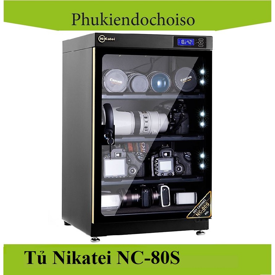 Tủ chống ẩm Nikatei NC-80S- Silver  (Dung tích 80 lít)-China . Tặng 01 bộ vệ sinh máy ảnh 8 in 1