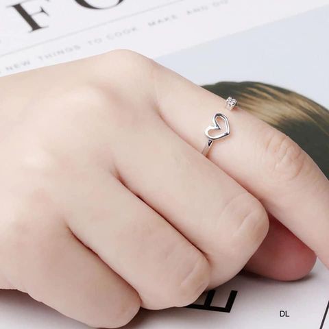 Nhẫn nữ bạc Bibi silver mặt tim có thể điều chỉnh được size tay - Ảnh chụp thật, hàng sẵn nhiều