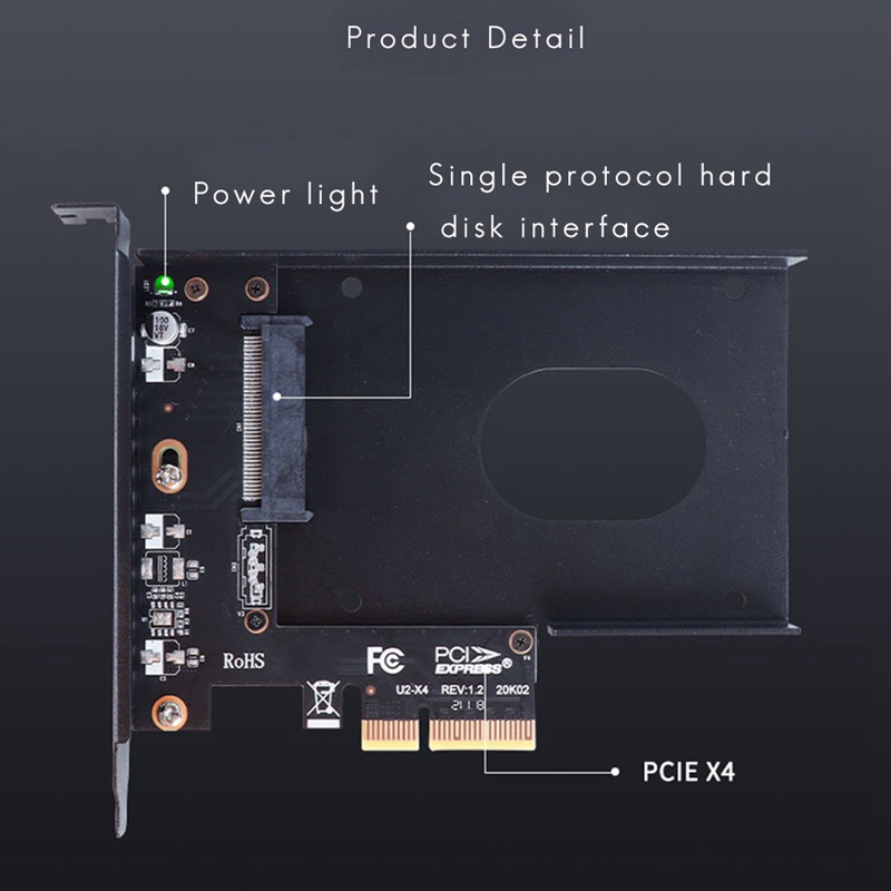 JEYI U2 PCI-Express 4.0 X4 Riser Card SFF-8639 to SSD Extension Adapter Also Compatible with PCIE X8/X16 Interface Motherboards