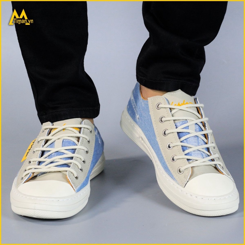 Giày thể thao nam sneaker cổ cao chất liệu da màu đen đế cao cao cấp độn đế đẹp bảo hành 1 năm SH39 TIMAN