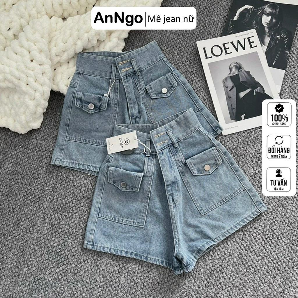 Quần short jean nữ demin, túi hộp thời trang sành điệu Anngo - AT300
