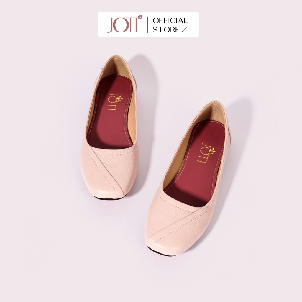 Giày Búp Bê Nữ JOTI Dorine 3232VN0 - Mũi Vuông Bít Gót Đế Thấp Cao Bệt Da Thật - Mang Du Lịch Dạo Phố