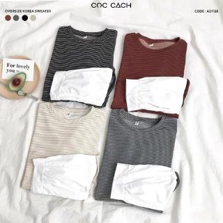 UNISEX - Áo nỉ mix sơ mi oversize AD1126