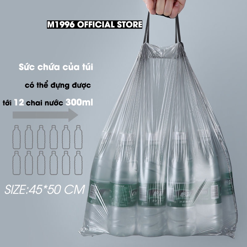 Túi đựng rác có quai xách tiện dụng siêu dai,chắc - 15 bao đựng rác tự phân hủy size 45*50 cm