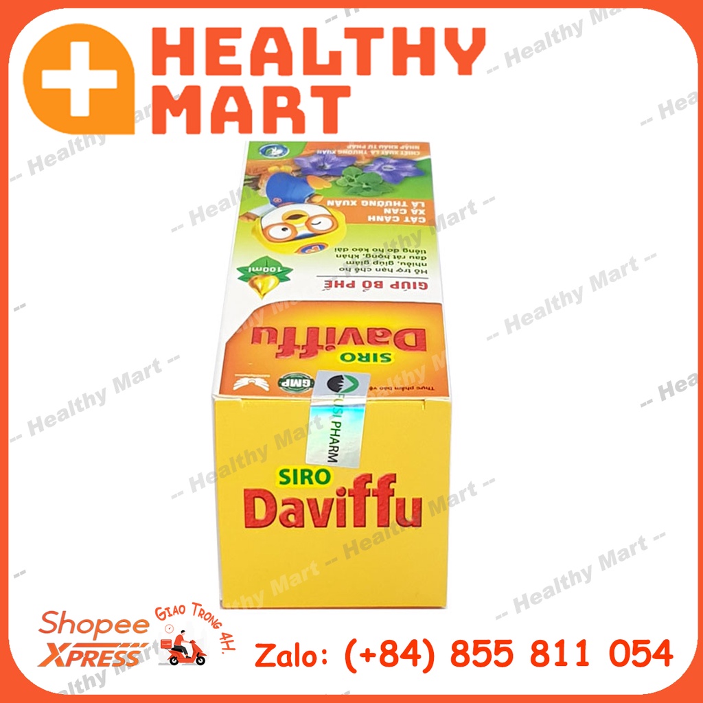 ✔️️️Daviffu Siro Bổ Phế - Hỗ trợ giảm ho, dịu cổ họng, bổ phổi 100ml - Cát Cánh & Cao lá thường xuân - DavicoPharma