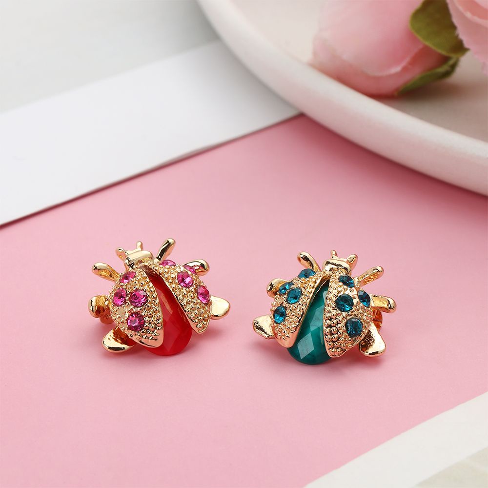 Ghim cài áo hình bọ rùa đính đá zircon phong cách vintage